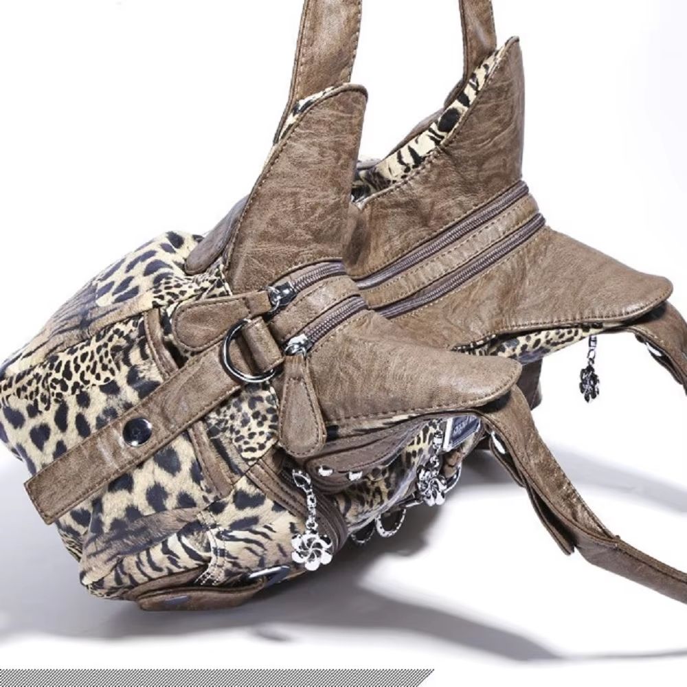 Angelkiss Leopard Print Women's Shoulder Bag Top-Handle Satchel Large Tote Purse