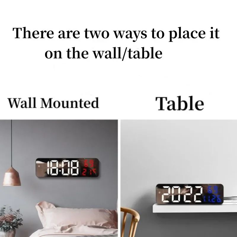 9-Inch USB Digital Wall Clock – Large LED Display with Temperature, Humidity & Alarm Function