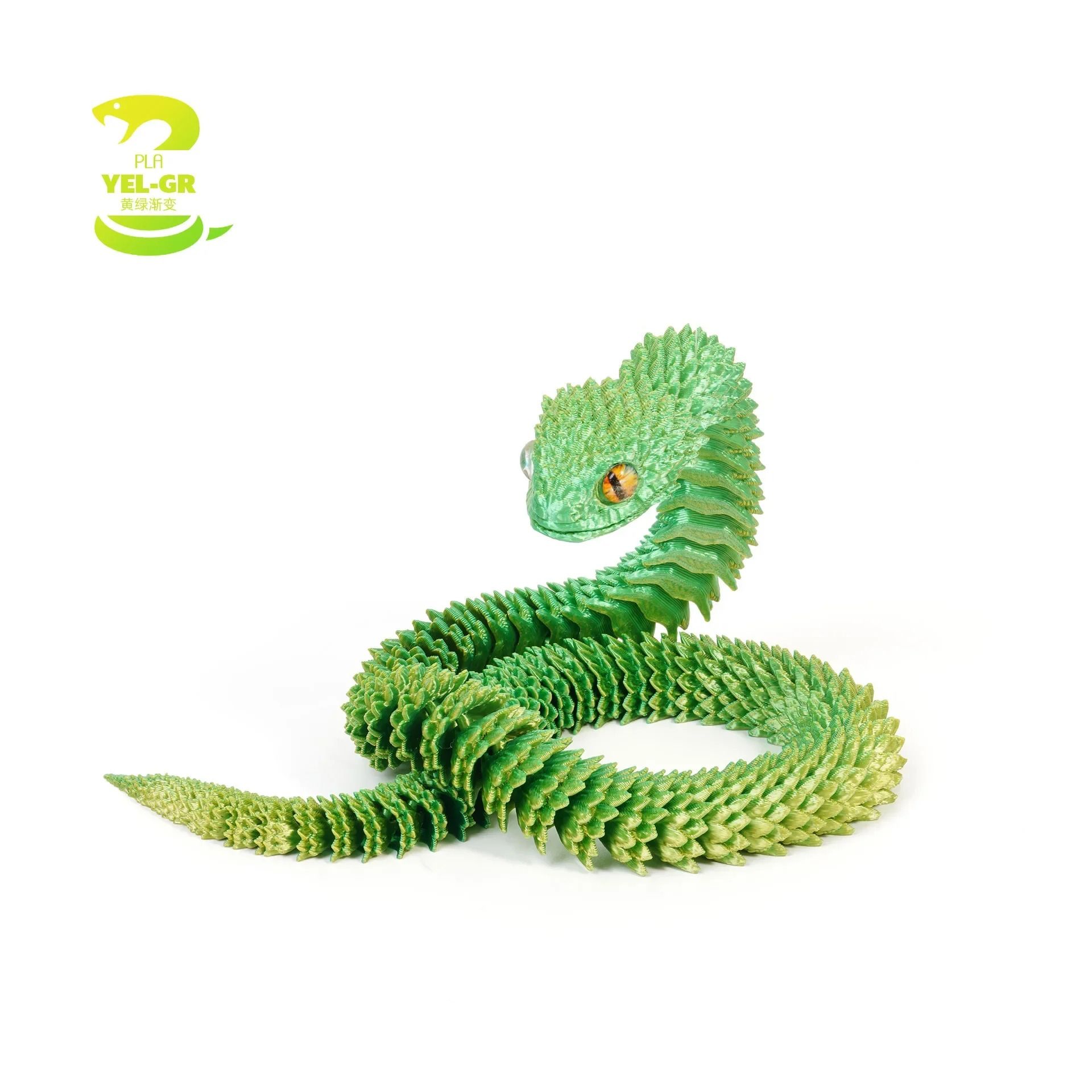 3D Printed Articulated Snake Figure Bush Viper Dragon Toy