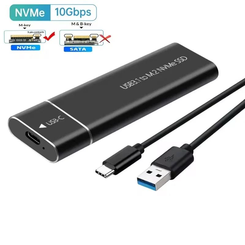 M2 SSD Case NVMe SATA Enclosure Adapter USB C External Drive Housing