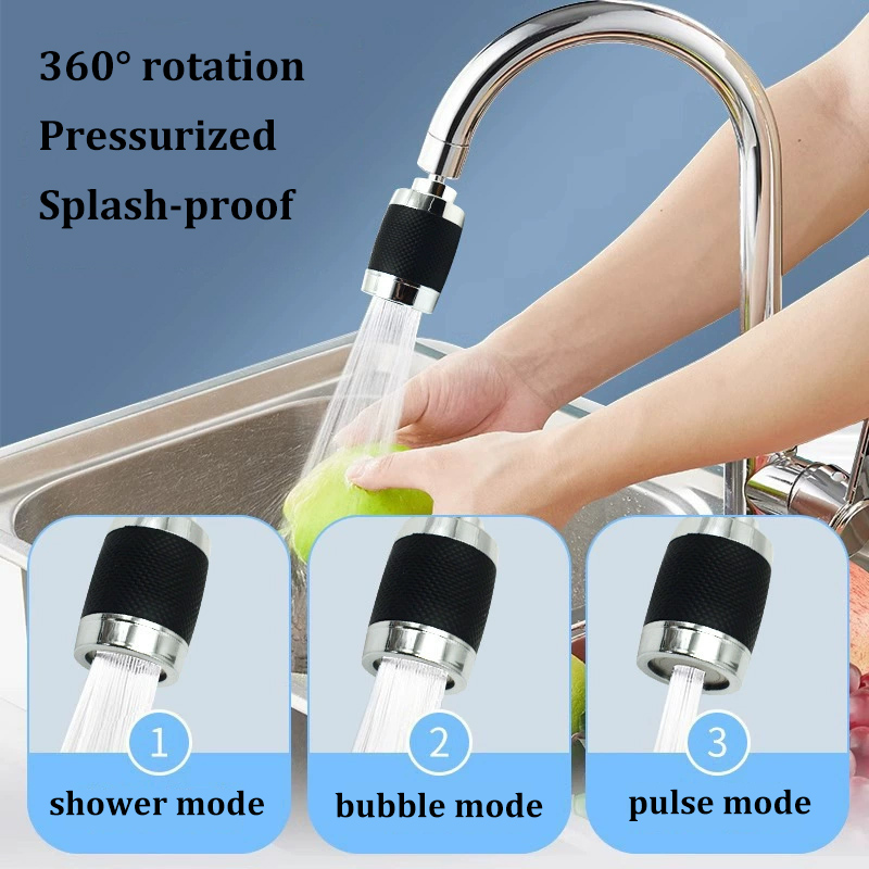 Universal Faucet Modes Kitchen Filter Extender Rotation Pressurized Water Saver Anti-Splash Shower Sprayer