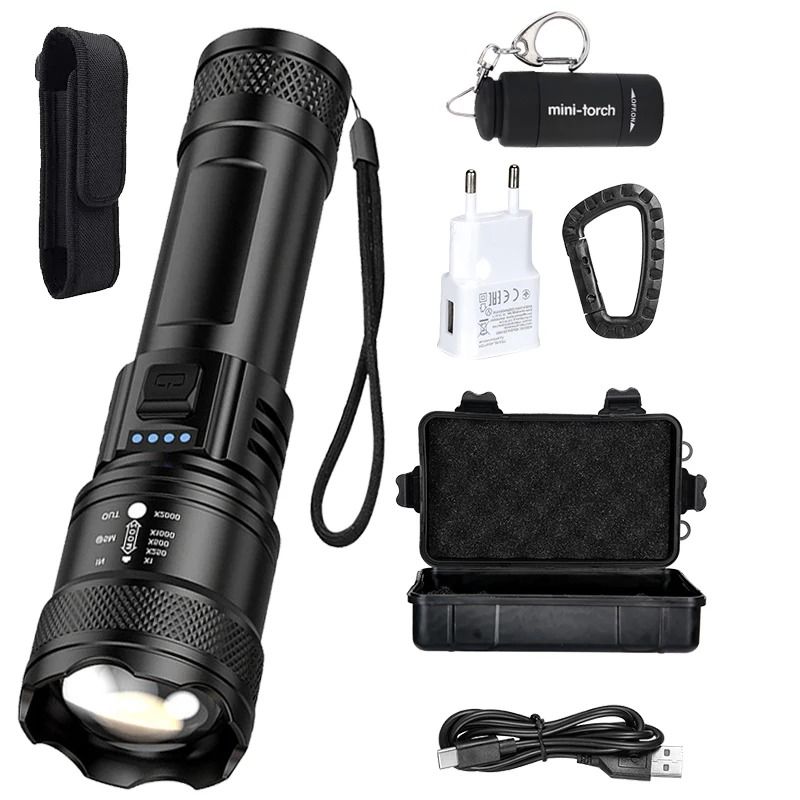 Super Bright USB Rechargeable LED Flashlight with Long Range Beam