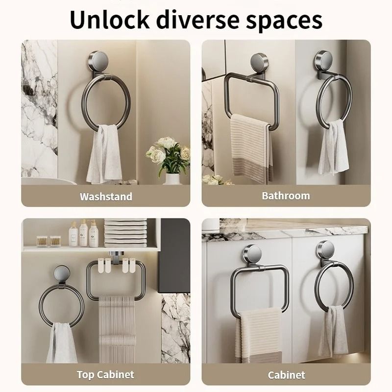 No Drill Suction Cup Towel Ring Wall Mount Hand Towel Holder