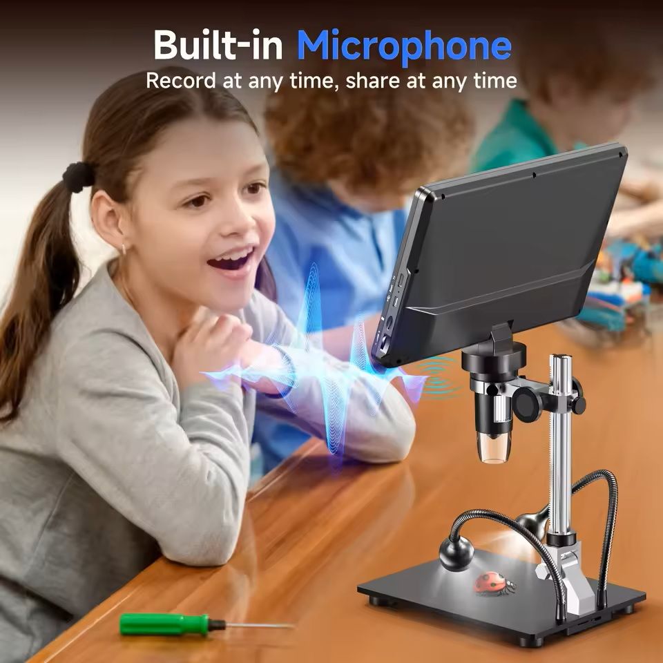 10 Inch HDMI Digital Microscope with 2000X Zoom and 20MP Camera