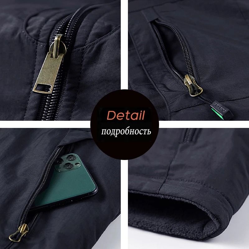 Mens Hooded Fleece Warm Vest Windproof Utility Photographer Vest