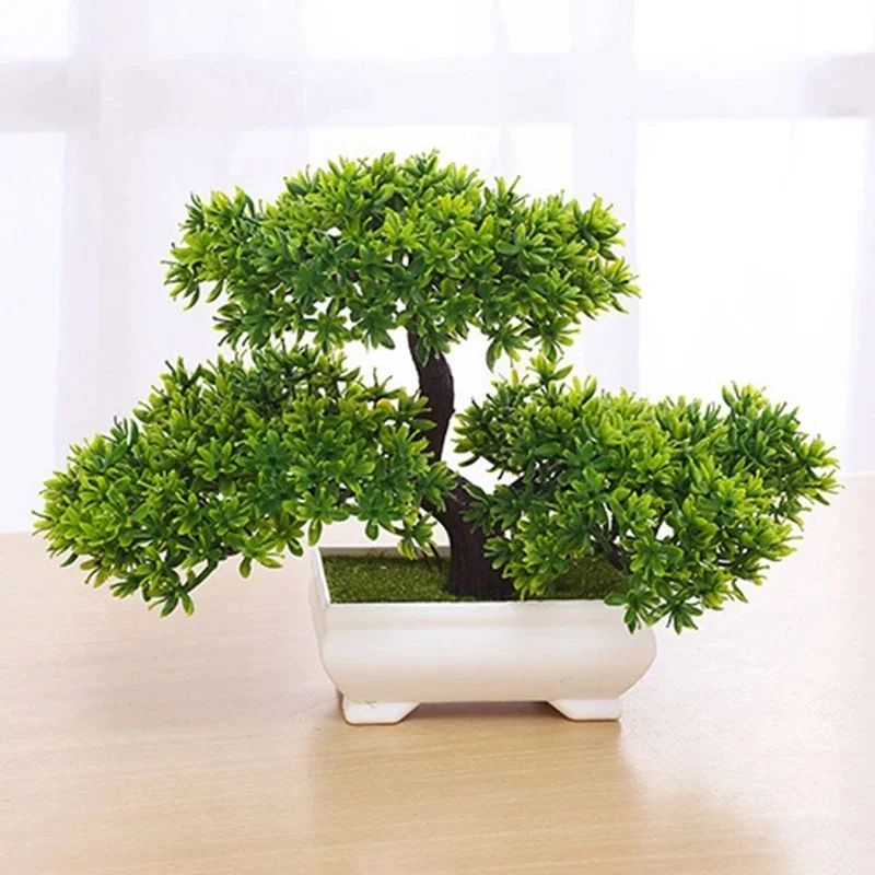 Artificial Bonsai Plant Realistic Green Table Decor for Home Office