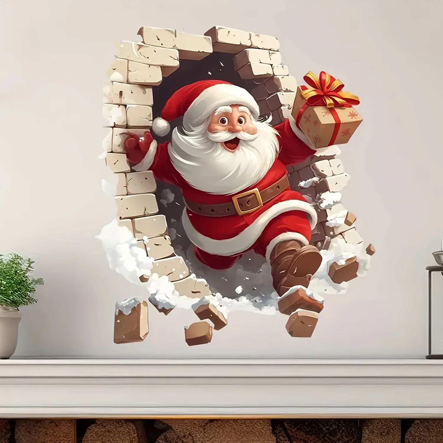 Santa Claus Removable Wall Decal – Easy-to-Install Christmas Sticker for Living Room & Holiday Home Decor