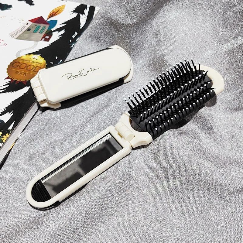 Portable Folding Hair Brush with Mirror