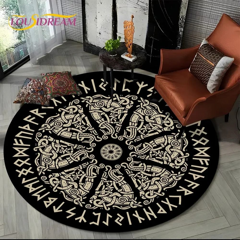 Viking Yggdrasil & Valknut Round Area Rug