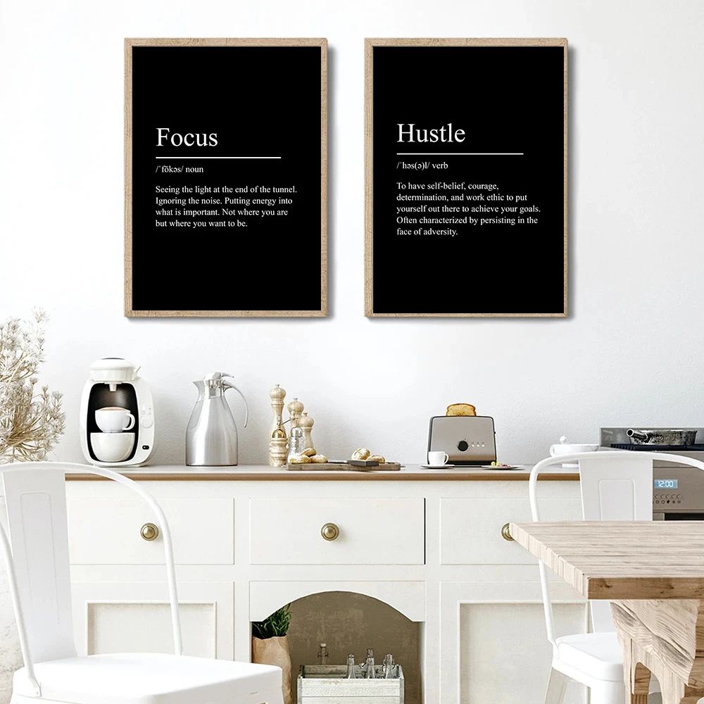 Minimalist Inspirational Text Canvas Poster – Success Focus Discipline Wall Art Motivational Decor