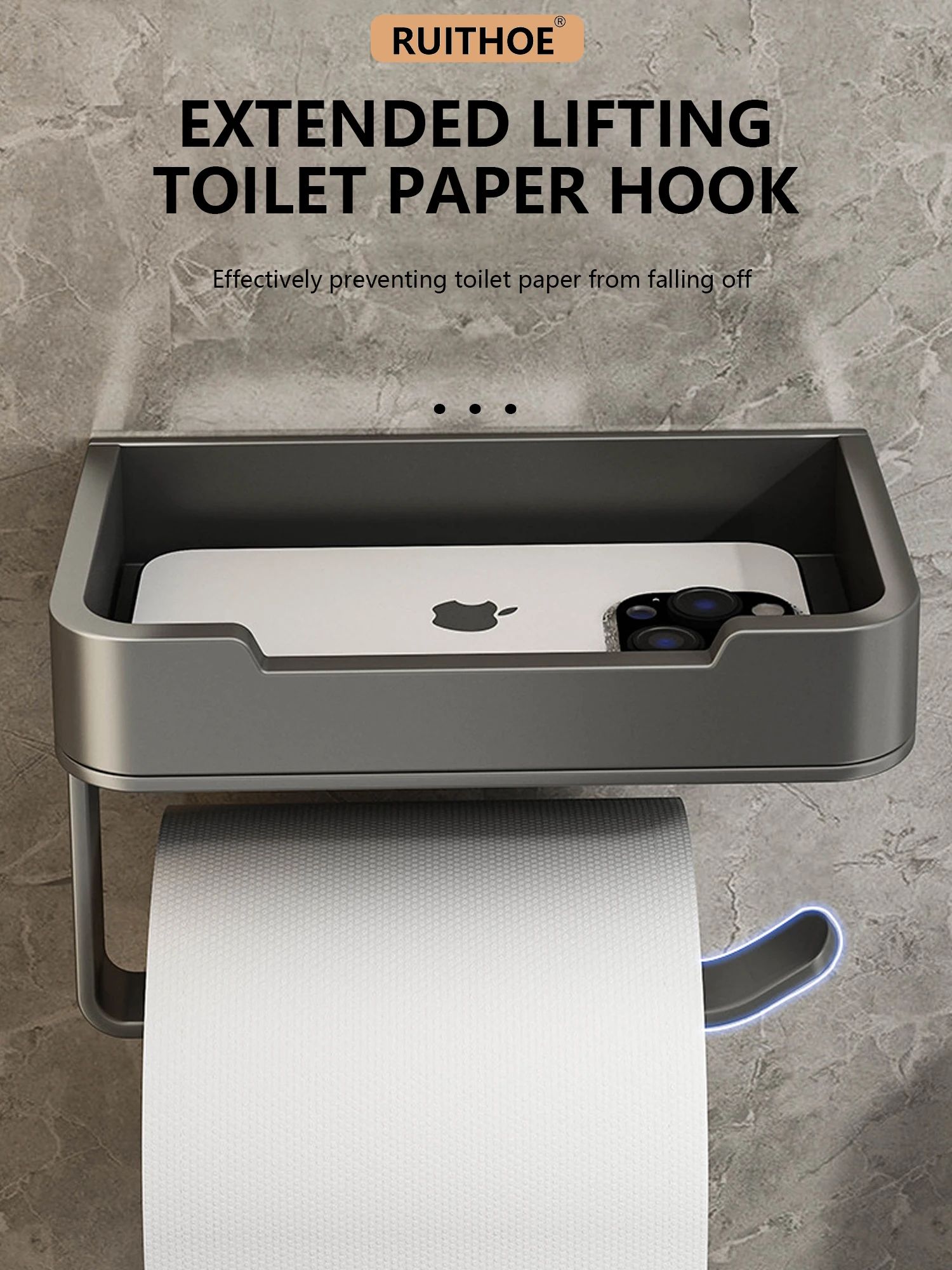 Aluminum Wall Mounted Toilet Paper Holder Shelf