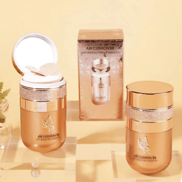 Air Cushion BB Cream Foundation – Moisturizing, Waterproof, and Oil-Control Coverage with Butterfly Puff