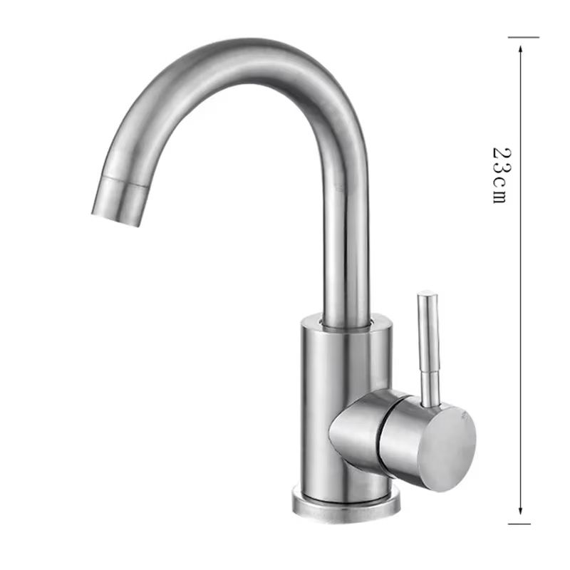 304 Stainless Steel Bathroom Basin Faucet – 360° Rotating Hot and Cold Mixer Tap with Single Handle