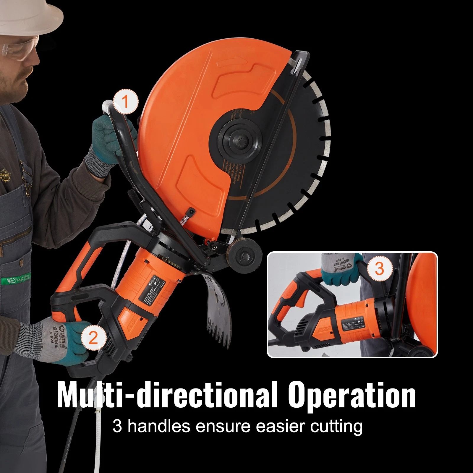 Electric Concrete Wet/Dry Saw Cutter with Water Pump & Blade