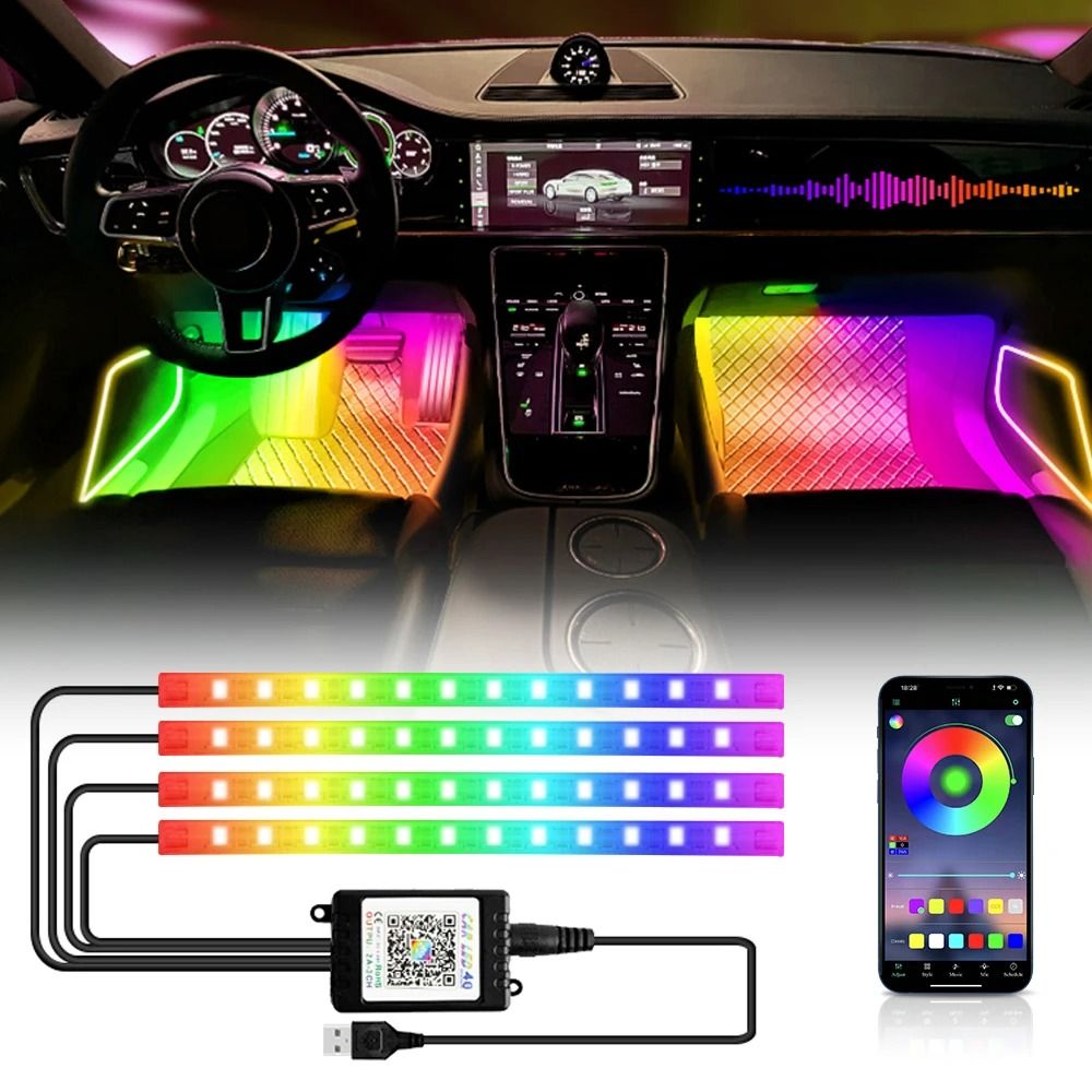 Neon LED Car Interior Ambient Foot Light USB RGB Light