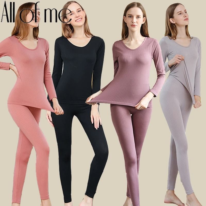 Warm Womens Thermal Underwear Set Long Johns with Shaping Fit and Soft Comfort