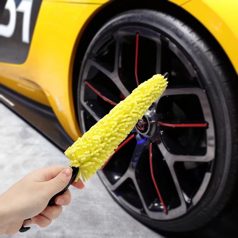 Premium Wheel Cleaning Brush for Rims and Tires Non Slip Handle Car Detailing Tool