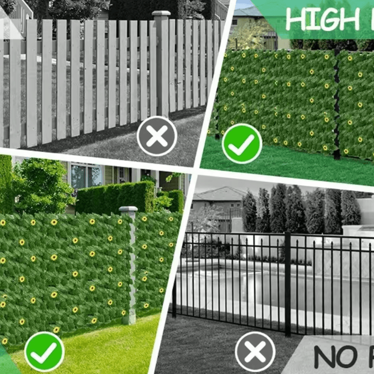 Sunflower Artificial Ivy Privacy Fence – Expandable Green Wall Screen for Balcony & Garden