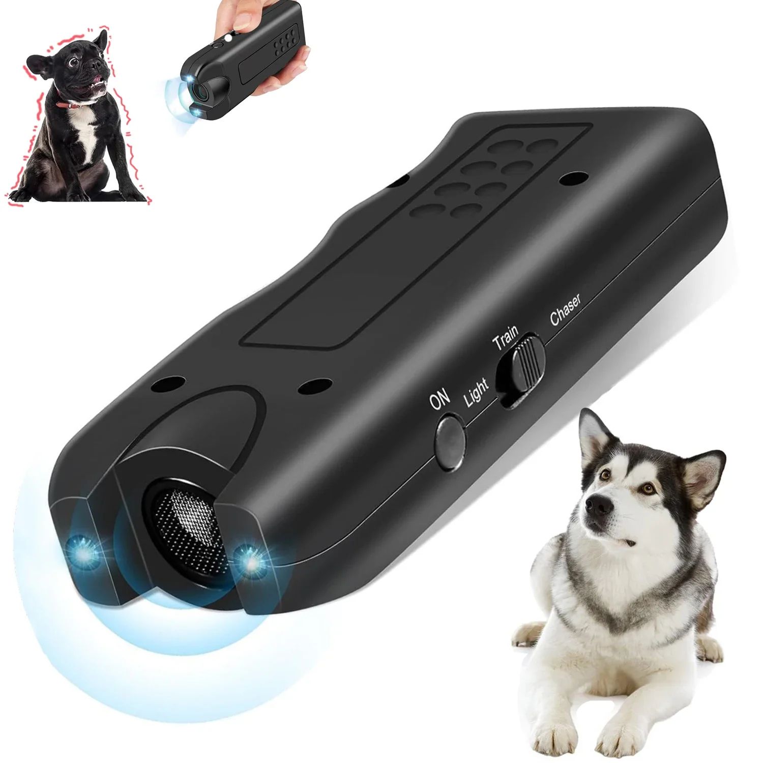 Portable Ultrasonic Dog Repeller with LED Light - Anti Barking Device & Handheld Dog Repellent for Training and Outdoor