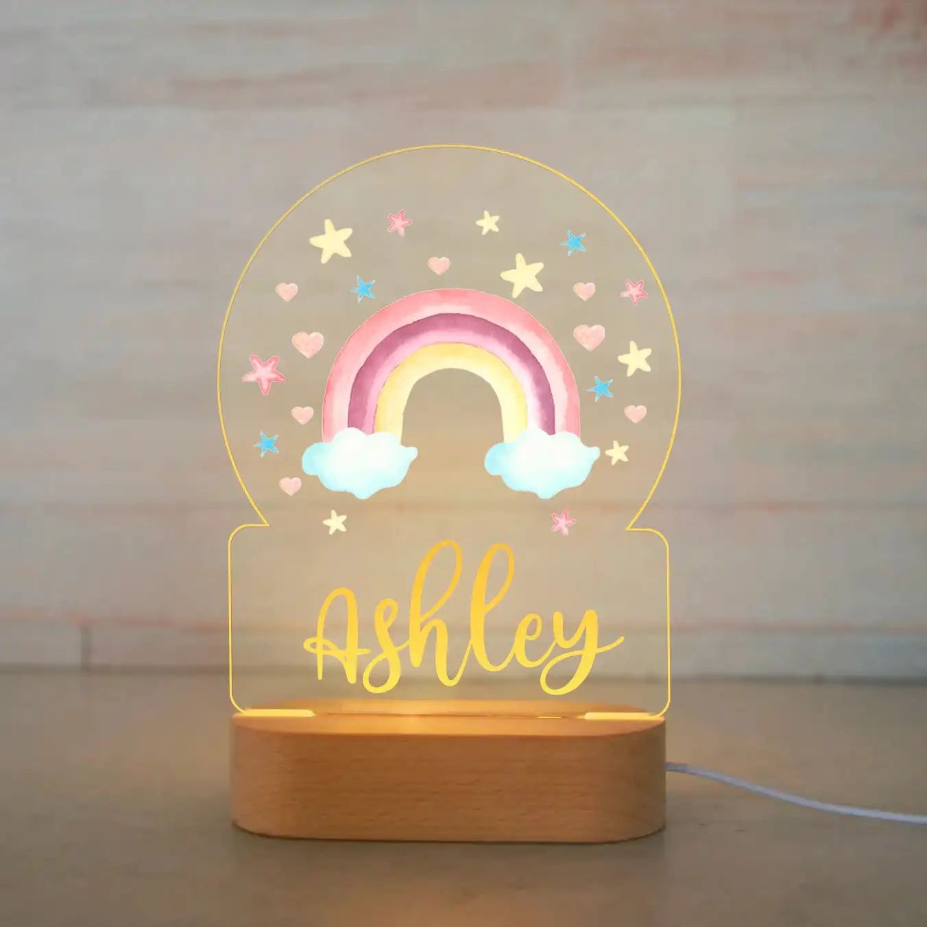 Personalized Kids Night Light Custom Name Animal Acrylic Lamp