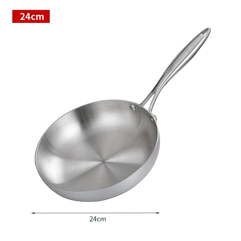 304 Stainless Steel Frying Pan Nonstick Uncoated Cookware