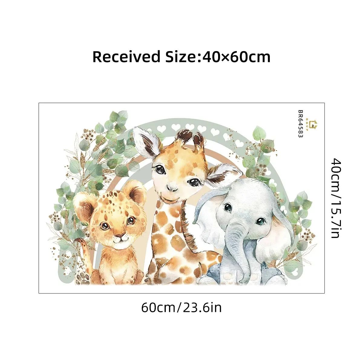 Cute Cartoon Animal Wall Stickers Rainbow Kids Room Decals
