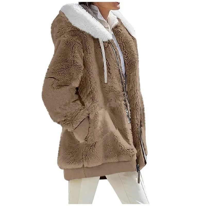 Autumn Winter Fashion Women Coat Casual Hooded Zipper Fleece Jacket