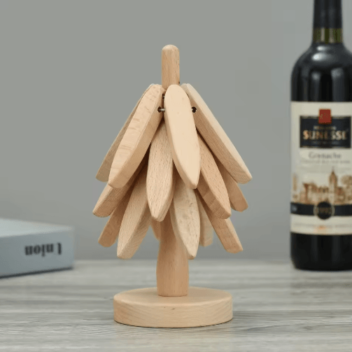 WalnutShield Wood Heat Resistant Trivet – Premium Walnut Wood Table Mat & Anti-Scald Pot Holder
