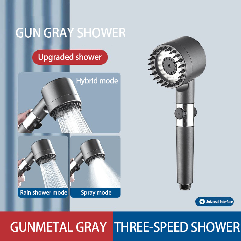 High-Pressure Shower Head with Adjustable Spray, Massage Brush Filter for Rain Shower Faucet