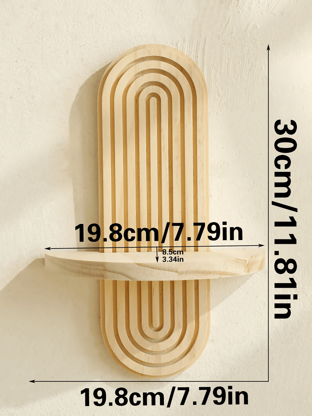 Boho Geometric Wooden Wall Shelf – Natural Wood Modern Wall Decor for Plants and Accents