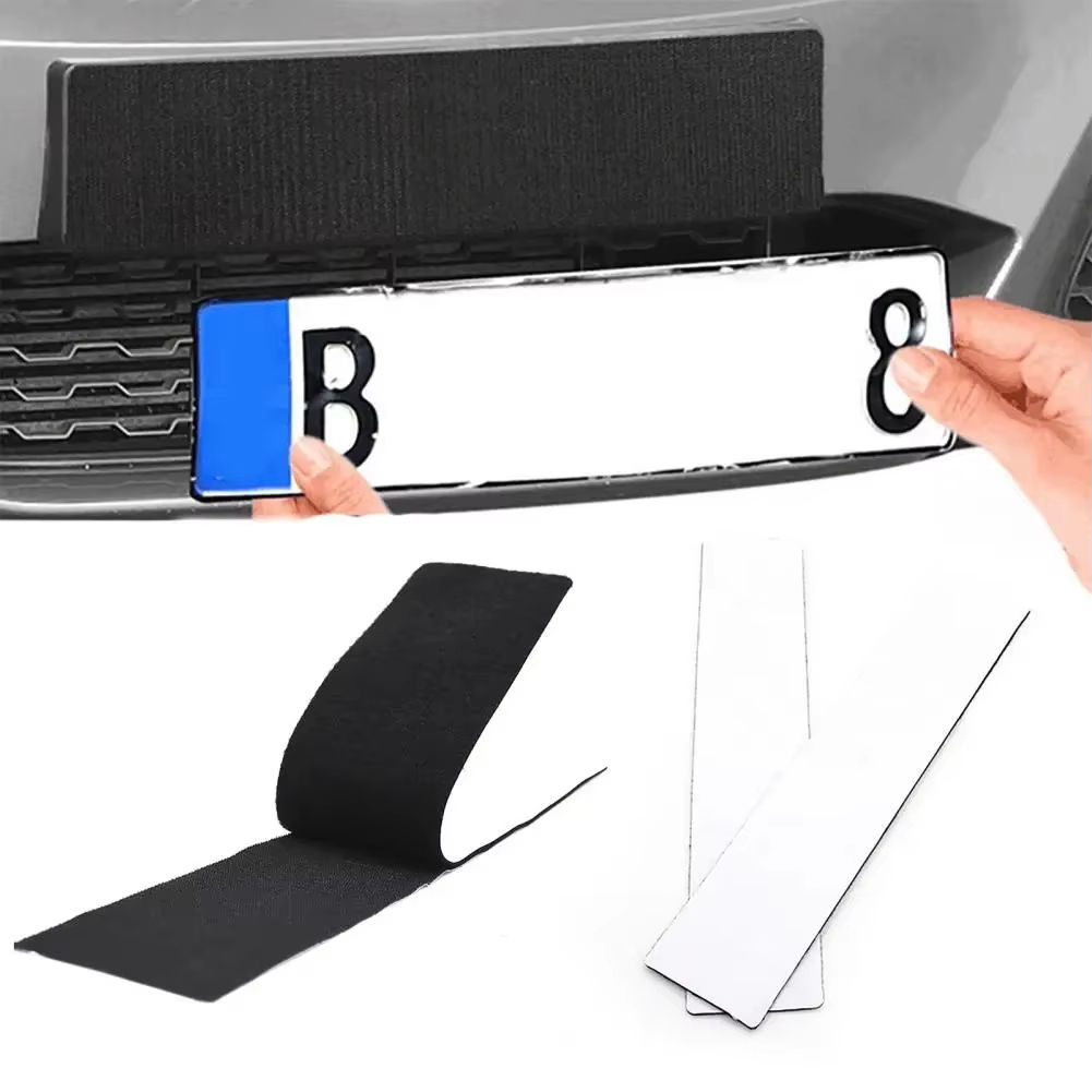 Ultra-Slim Frameless Adhesive License Plate Holder Kit (4-Pack Universal)