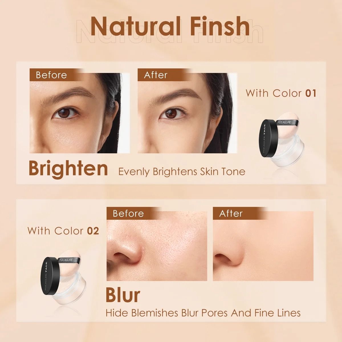 Focallure Invisible Finish Loose Setting Powder Translucent Oil Control Face Powder