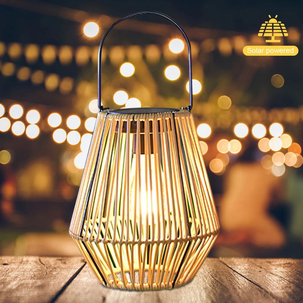 Solar Rattan Outdoor Lantern with Handle – Waterproof Hanging & Standing Garden Light