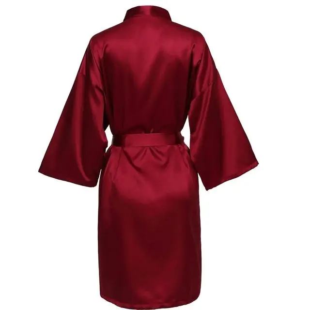 Satin Pajamas Bridesmaid Bathrobe, Wedding Party Team Bride Robe Without Letters, Plain Satin Pajamas Robe