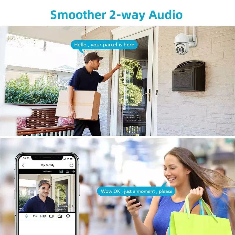 8MP 4K Outdoor WiFi PTZ Security Camera with AI Auto Tracking and Color Night Vision