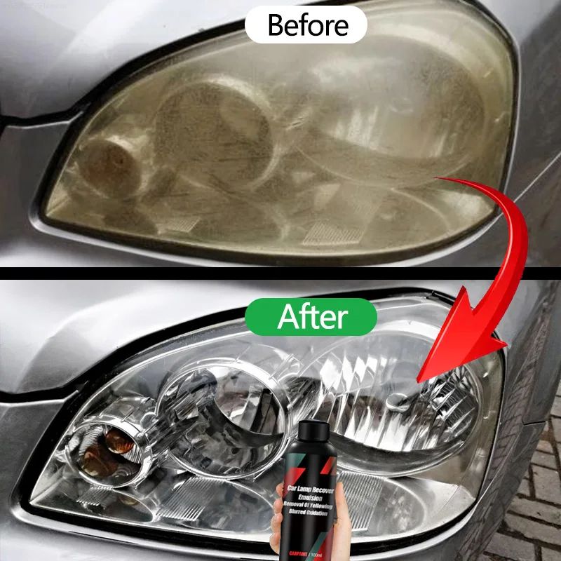 Car Headlight Restoration Kit with Polishing Paste, Headlamp Cleaner & Oxidation Repair for Clear Bright Lights