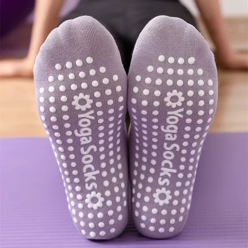 Cotton Breathable Yoga Socks for Women, Silicone Non-Slip Pilates Sock, Bandage Ballet Dance Fitness