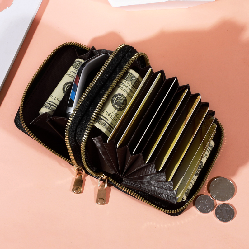LycheePattern Fashion Purse, Large Capacity Coin Purse with Zipper, Women Zipper Short Style Multi CaroSlot