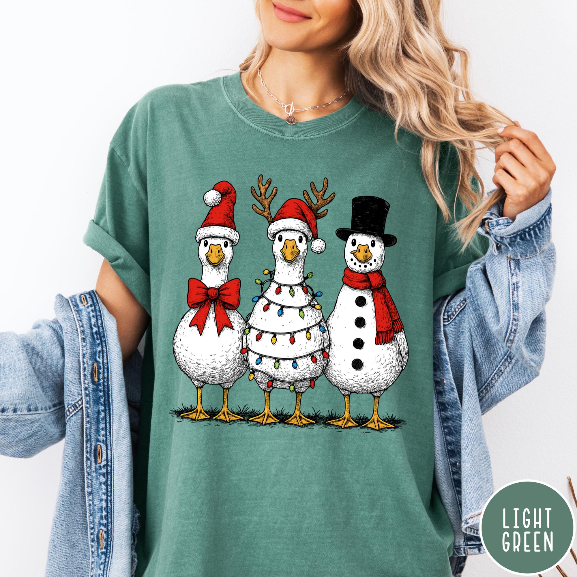 Vintage Christmas Goose Comfort Colors T-Shirt Funny Retro Christmas Tee