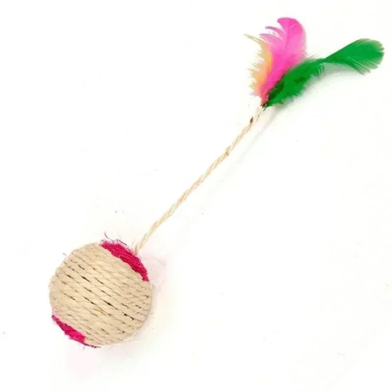 Interactive Cat Toy with Feather Ball