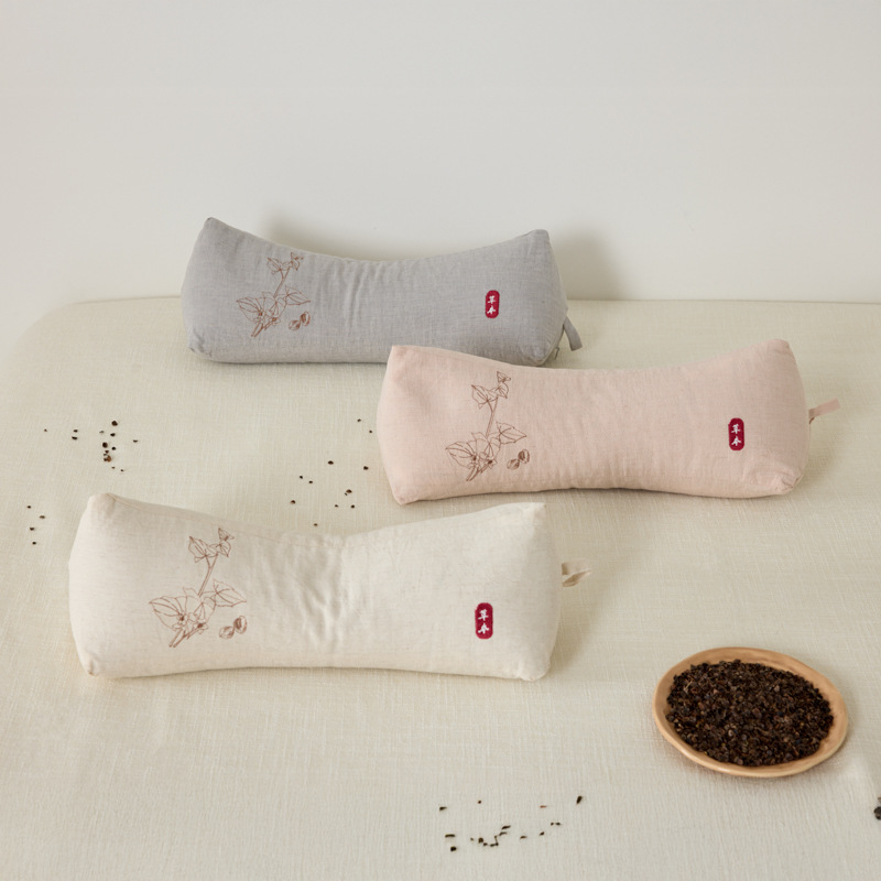 Buckwheat Pillow Herbal Traction, New Neck Buckwheat Hull Cotton, And Linen Triangular Pillow, Cervical Pillow Cover