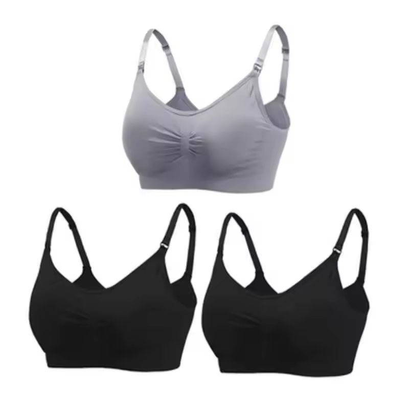 3pcs Maternity Nursing Bras Seamless Cotton Breastfeeding Underwear