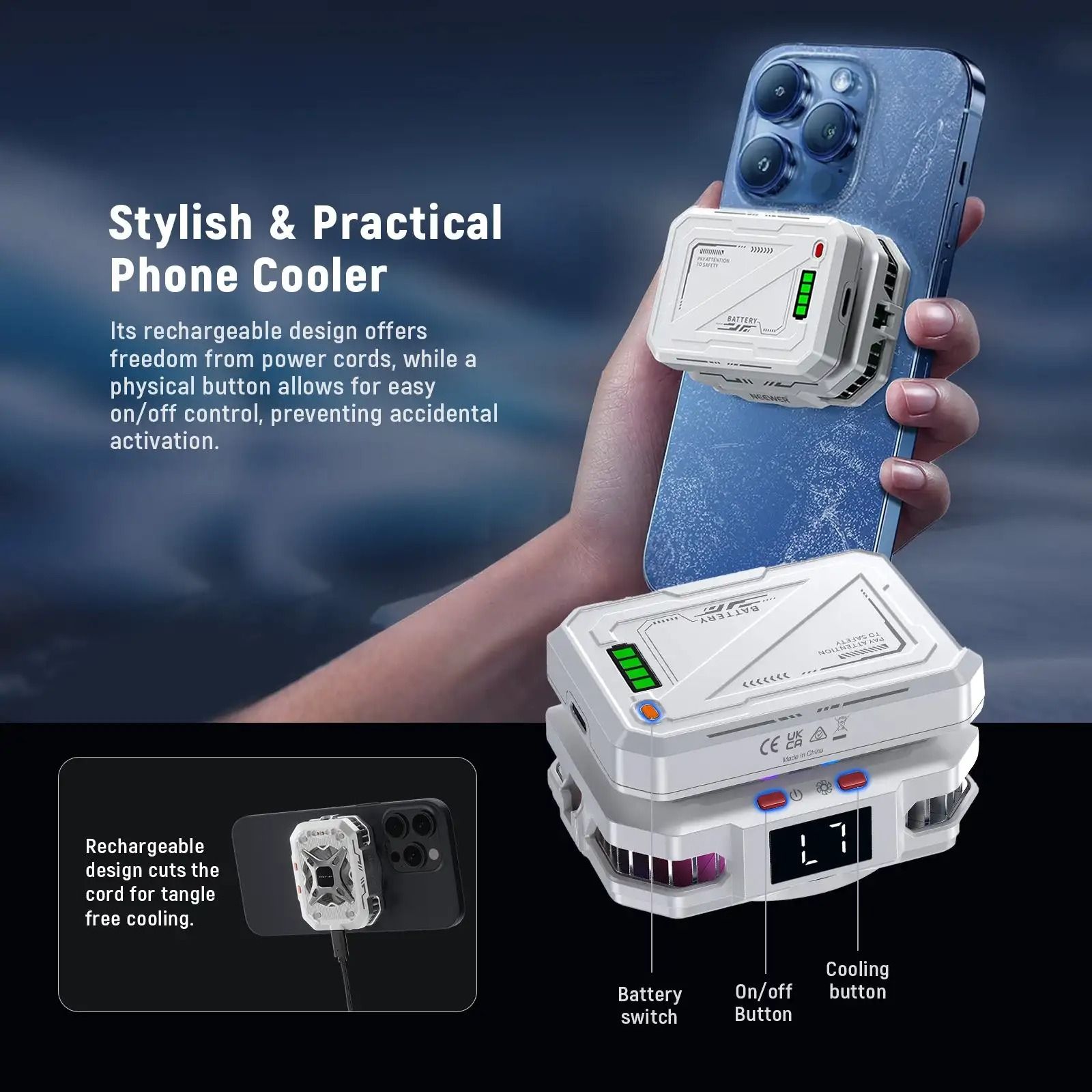 Magnetic Phone Cooler & 5000mAh Power Bank Hybrid