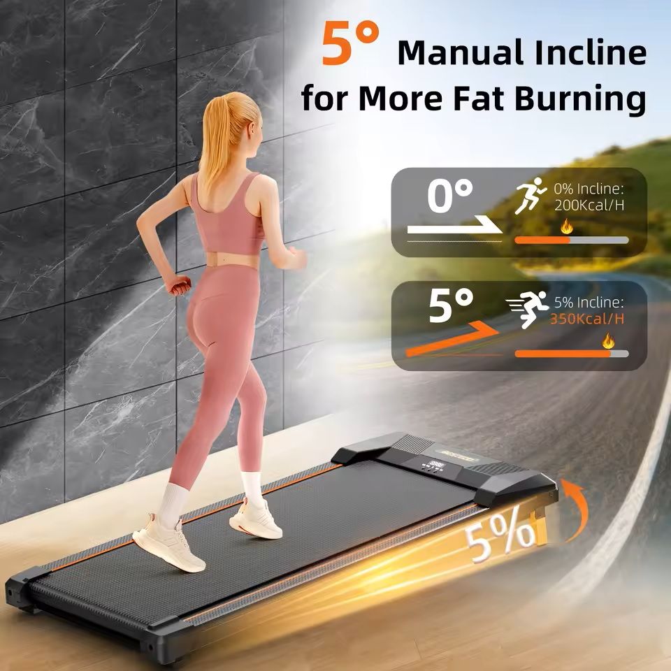 Under Desk Incline Treadmill Compact Walking Pad 330 lbs Capacity