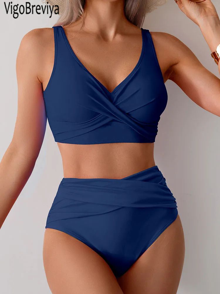 VigoBreviya Strapped High Waist Push Up Bikini Set