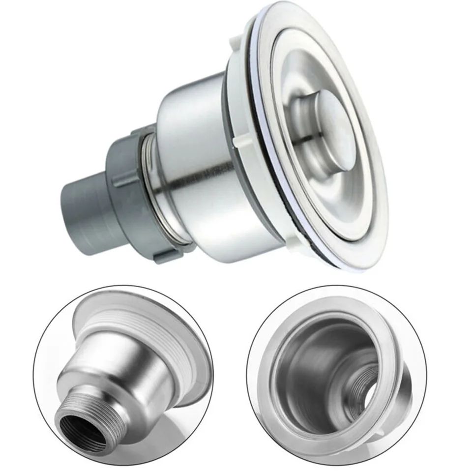 Kitchen Sink Drain Assembly with Basket Strainer & Stopper | Waste Plug Filter for Basin Drain Anti-Clog Accessory