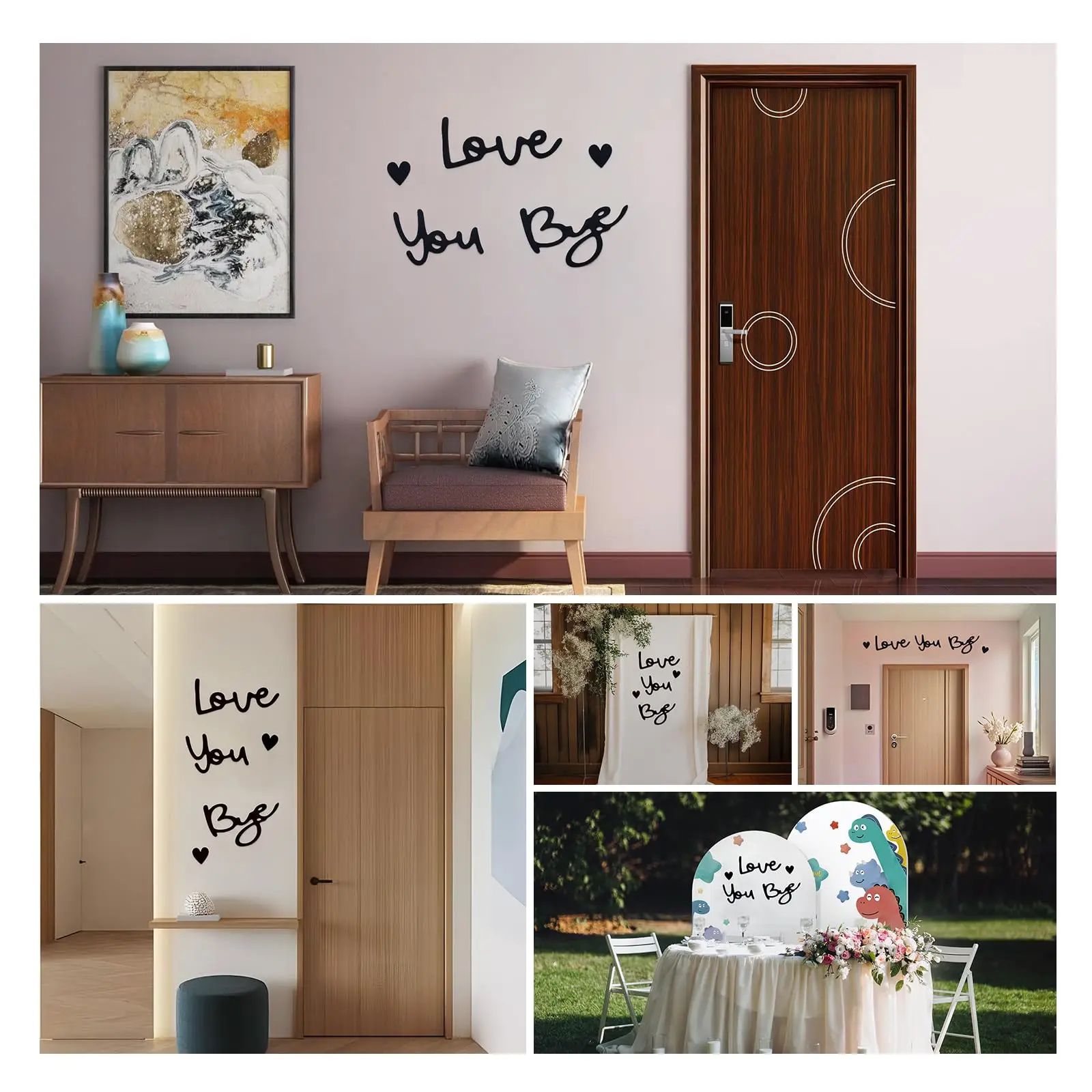Wooden Script Wall Sign Love You Bye