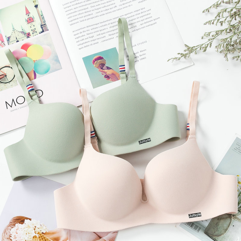 Sexy Ice Silk Wireless Bra For Women Seamless Bralette Push Up One Piece AB Cup Adjustable Straps Candy Color Lingerie