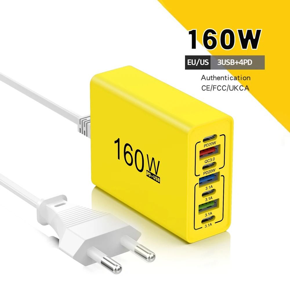 160W Multi-Port USB-C Charging Power Strip and Travel Wall Adapter