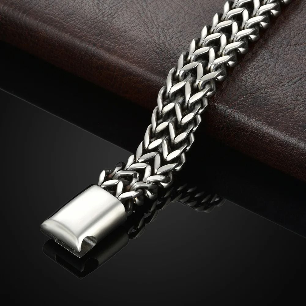 Stainless Steel Braided Magnetic Buckle Bracelet Fish Scale Design